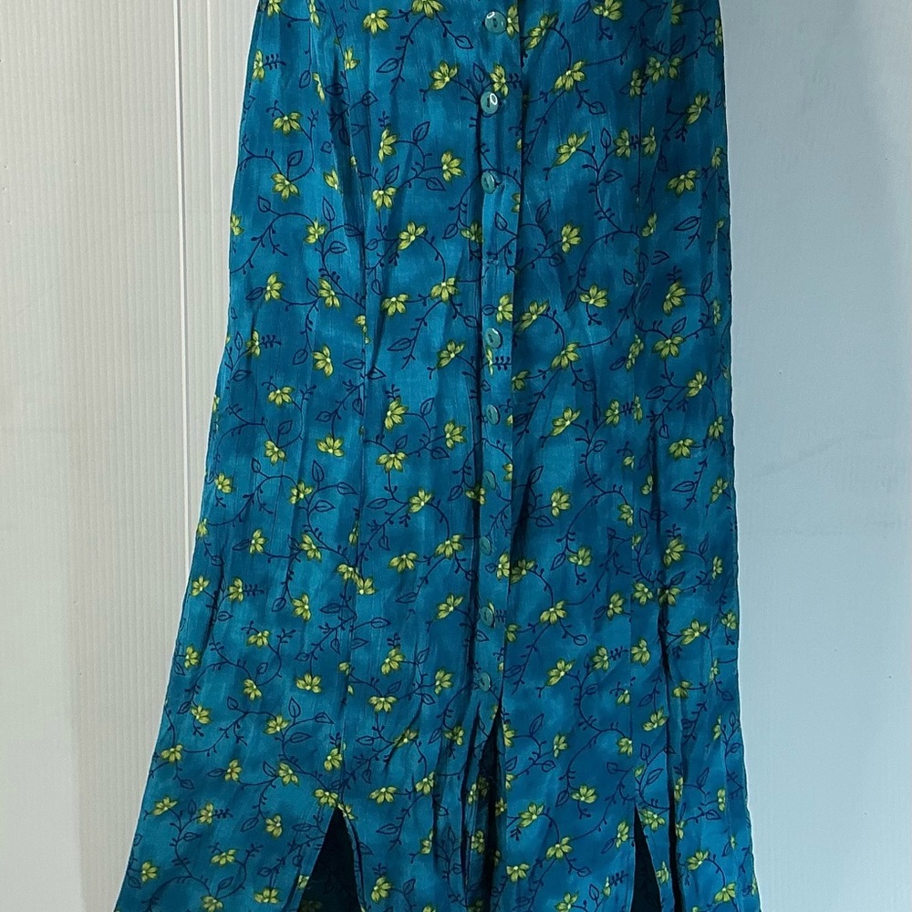 Vans Teal Maxi Skirt with Yellow Floral Print